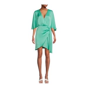 Ramy Brook Alexis Faux Wrap Satin Mini Dress in Malachite Size 6